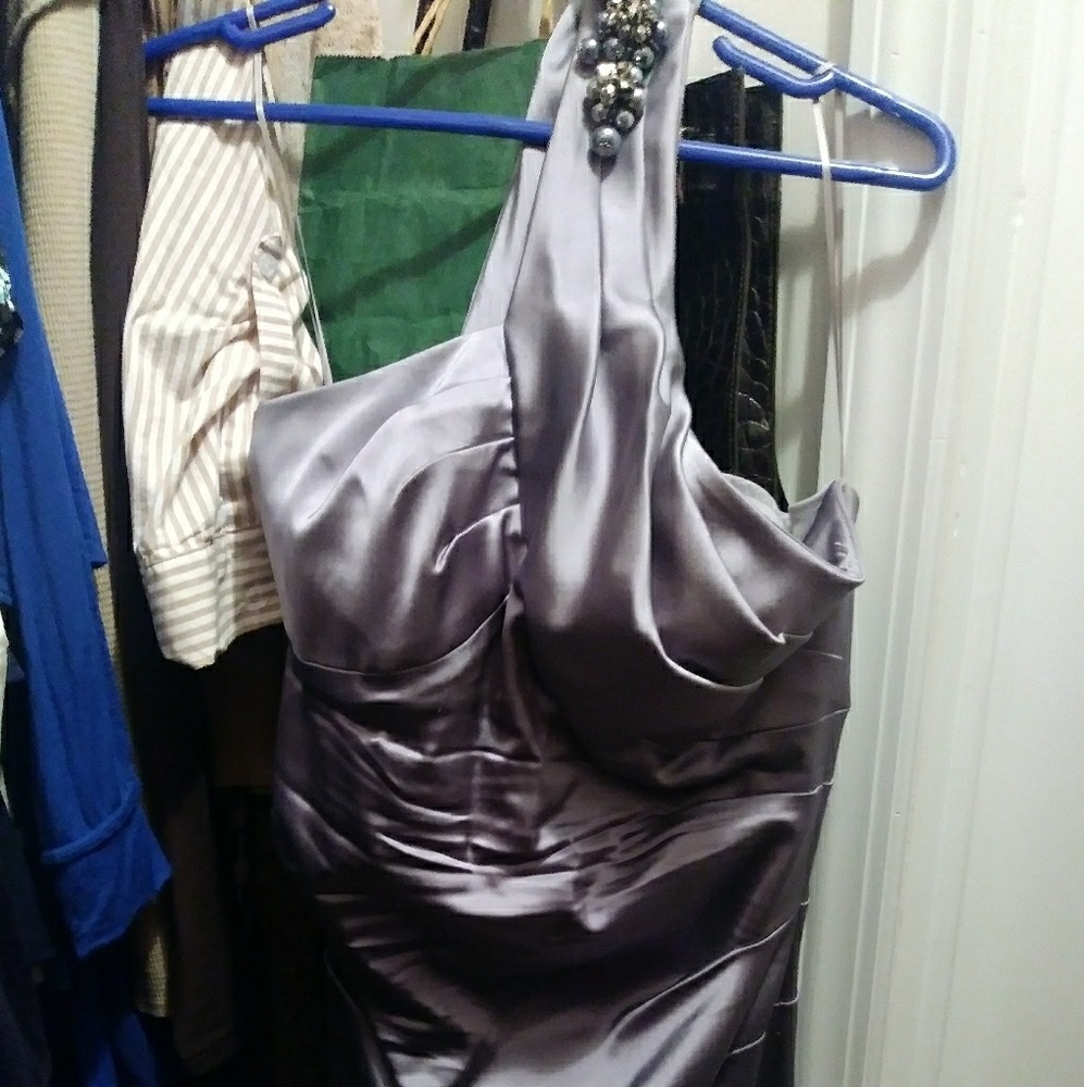 Silver evening dress by CACHE